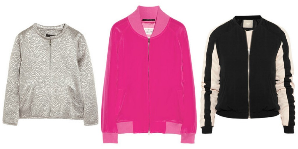 Bomber jackets found on Net-a-Porter: l-r, Isabel Marant, Maison Martin Margiela, Maje