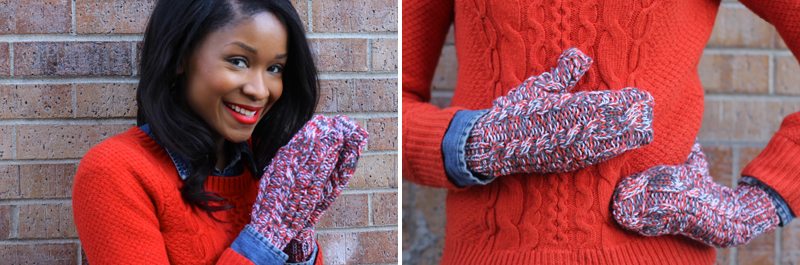 Mittens sewn with sweater knit from Mood Fabrics.