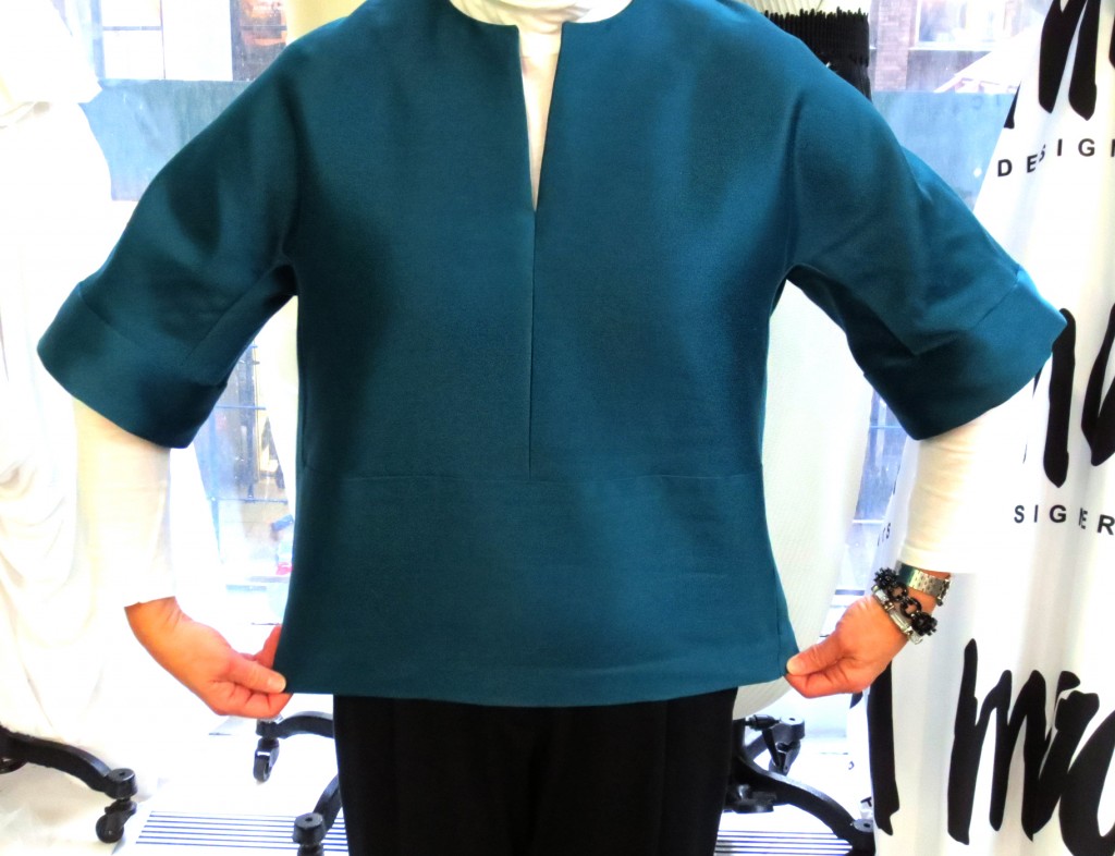 Silk-cotton boxy top made with fabric from Mood NYC and a BurdaStyle pattern.