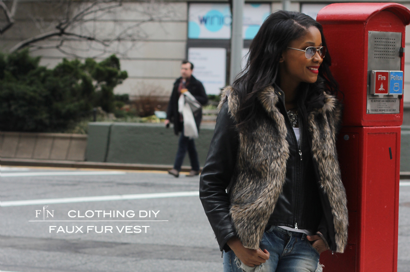 Vest made with faux fur from Mood Fabrics NYC.