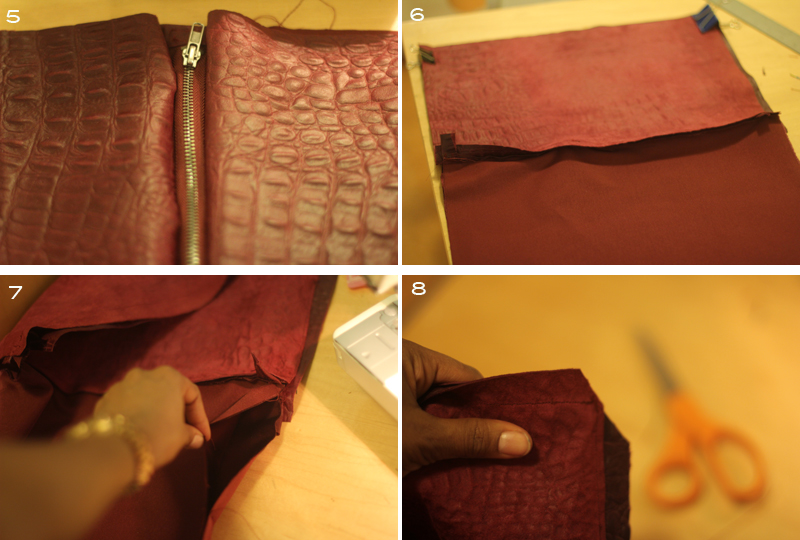 Wine Leather Alligator Clutch 5
