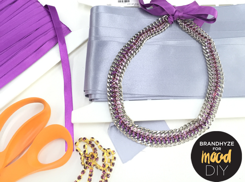 Lilac Rhinestone and Chain Necklace 1