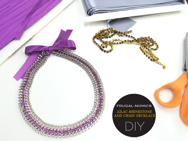 Lilac Rhinestone and Chain Necklace 4