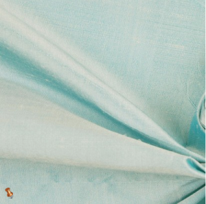 Pale Aqua Solid Silk Shantung via Mood Fabrics.