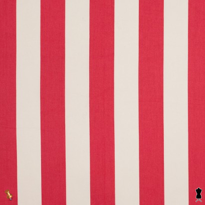 Marc Jacobs Ecru and Baked Apple Red Awning Stripe Cotton Woven