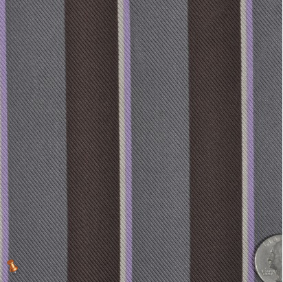 Charcoal Gray and Dark Coffee Shadow Striped Silk Twill