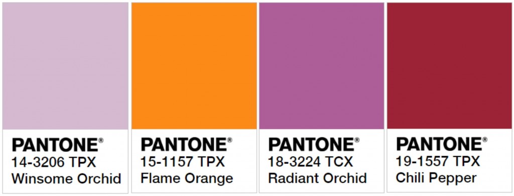 pantone color palette winsome orchid flame orange radiant orchid chili pepper