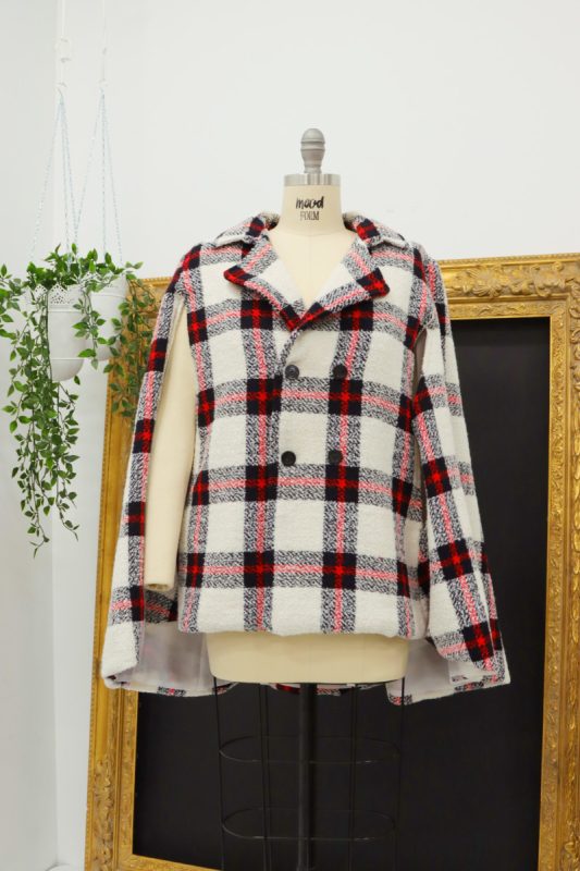 plaid cape with polyester lining