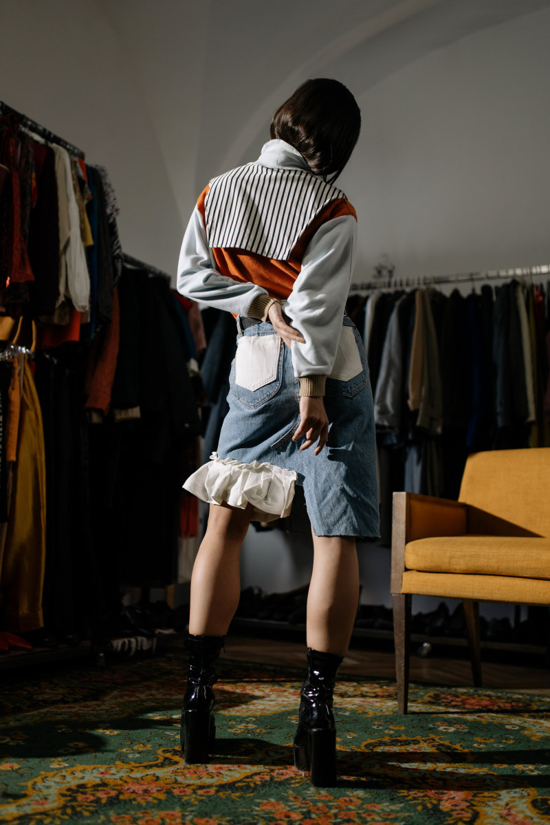 up-cycled denim skirt