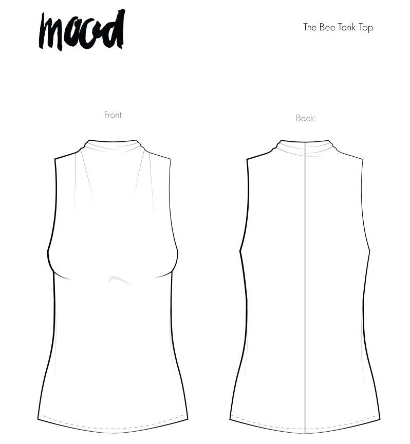 MDF381 - The Bee Tank Top Free Sewing Pattern - Technical Drawings