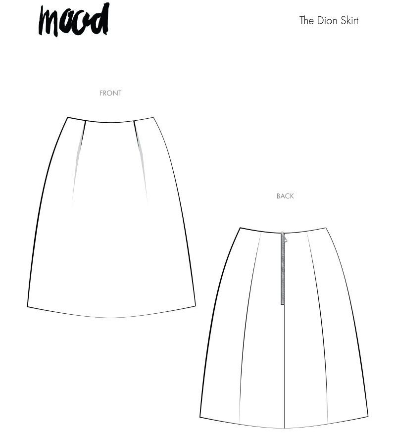 MDF384 - The Dion Skirt Free Sewing Pattern Technical Drawings