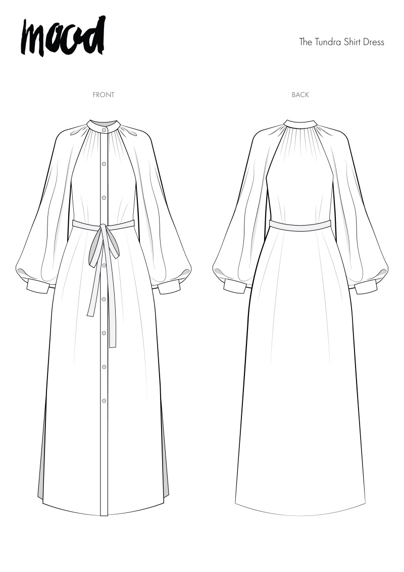 MDF385 - The Tundra Shirt Dress Technical Drawings