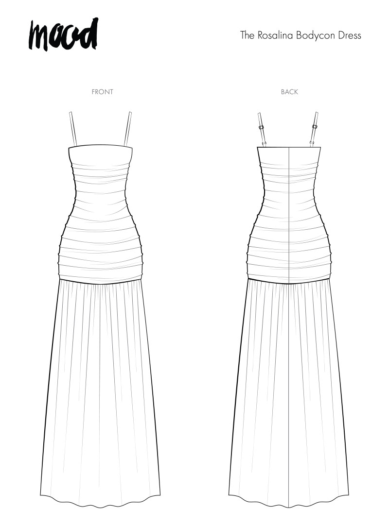 MDF388 - The Rosalina Bodycon Dress Technical Drawings