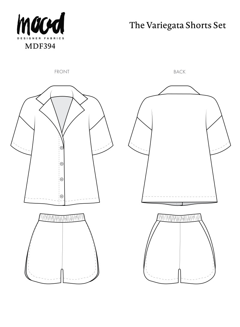 MDF394 - The Variegata Shorts Set Technical Drawings