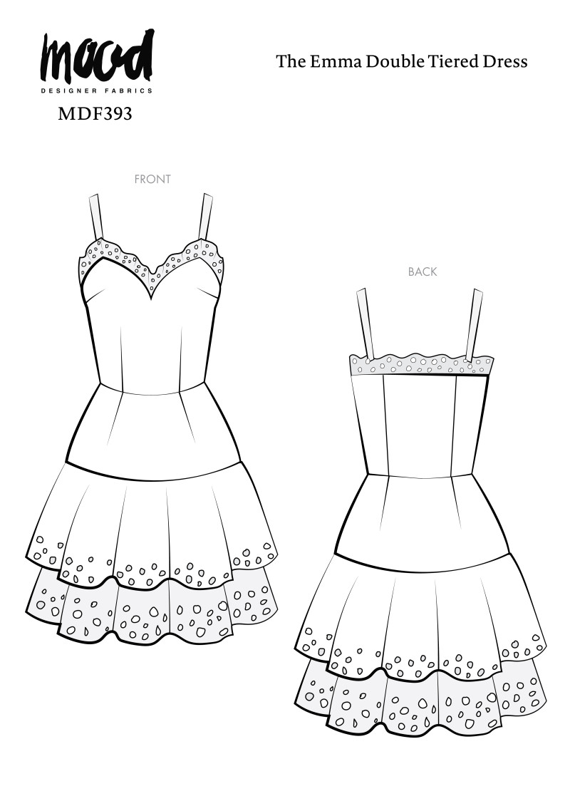 MFD393 - The Emma Double Tiered Dress Technical Drawings