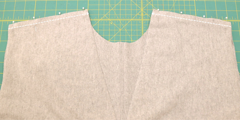 How To Sew Front and Back Together at The Shoulder Seams Of The Bivalvia Beach Romper In Stretch Cotton Knit Fashion Fabric