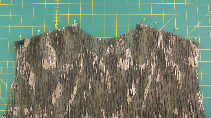 How To Sew Front and Back Together at The Shoulder Seams For The Harper Plisse Dress In Plisse Brocade Fashion Fabric