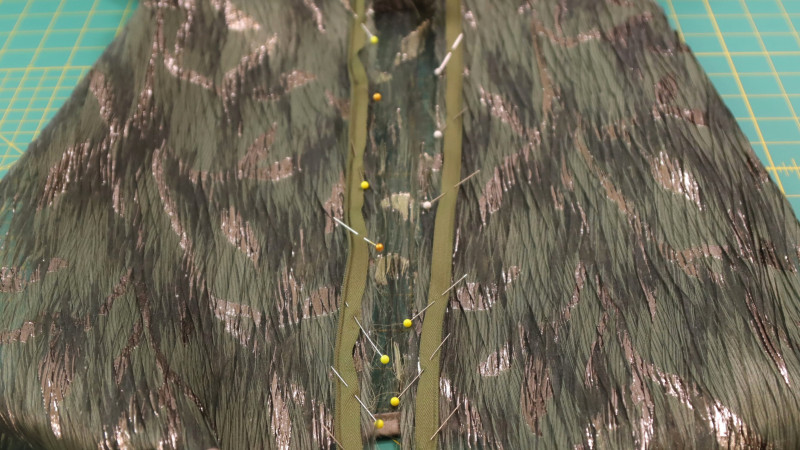 How To Sew The Invisible Zipper at Center Back For The Harper Plisse Dress In Plisse Brocade Fashion Fabric