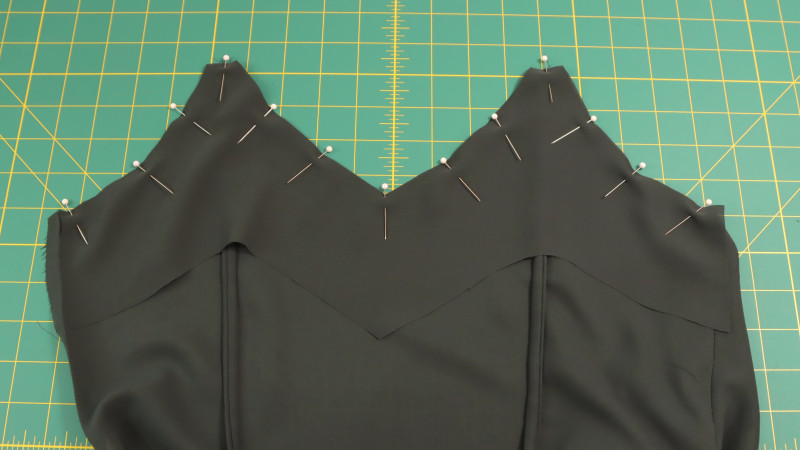 How To Sew The Front Facing To The Neckline For The Altered Hana Dress in Double Georgette Fashion Fabric