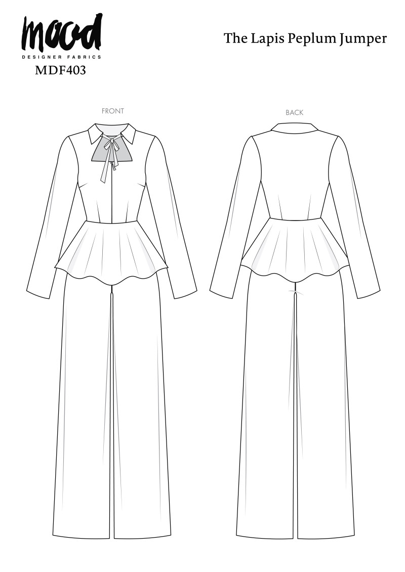 MDF403 - The Lapis Peplum Jumper Technical Drawings