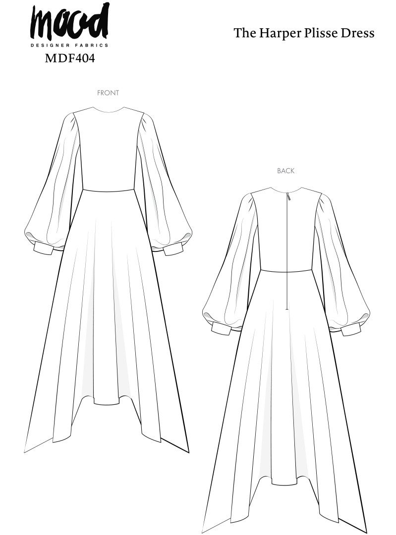 MDF404 - The Harper Plisse Dress Technical Drawings