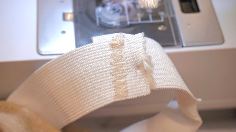 How To Sew The Ends of The Elastic Together with a Zig Zag Stitch For The Lydia Loungewear Set In Wool Knit Fashion Fabric