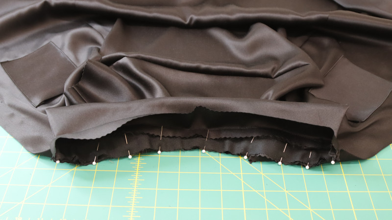 How To Sew One Side of The Collar Band To The Outside of The Neckline For The Axel Shirt Dress In Silk Charmeuse Fashion Fabric