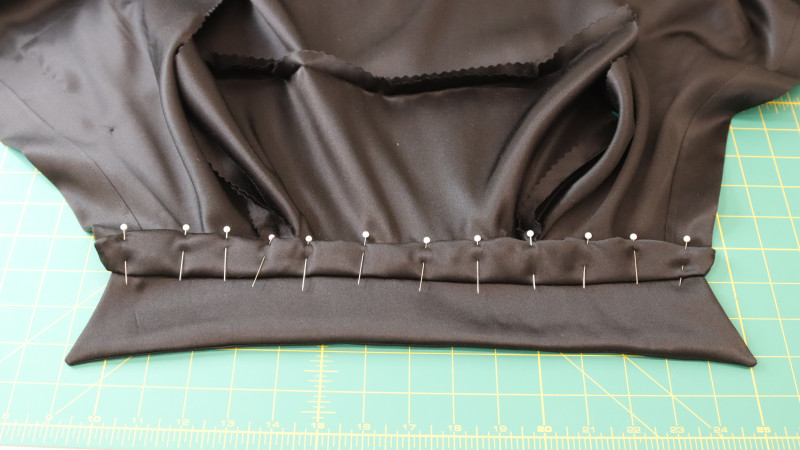 How To Sew The Collar Stand To The Inside of The Neckline For The Axel Shirt Dress In Silk Charmeuse Fashion Fabric