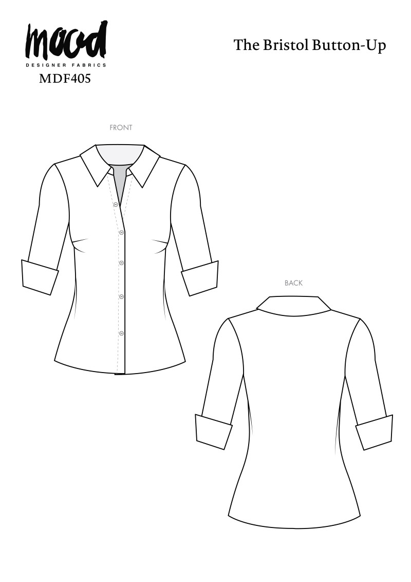 MDF405 - The Bristol Button-Up Technical Drawings