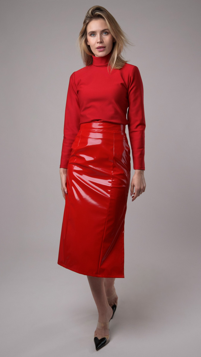 The Crimson Turtleneck and The Voltage Midi Skirt Free Sewing Patterns