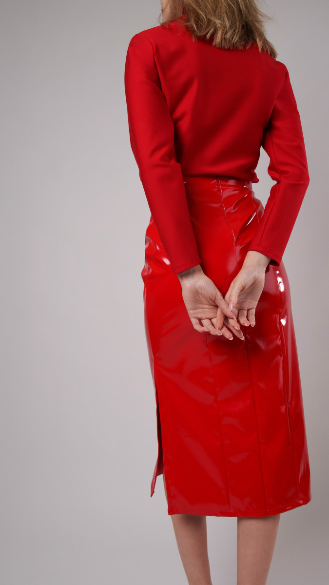 The Crimson Turtleneck and The Voltage Midi Skirt Free Sewing Patterns