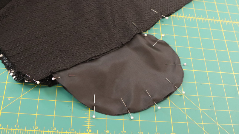 How To Sew The Pocket Pieces Together For The Jet Jogger Set in Sequins and Lining Fashion Fabric