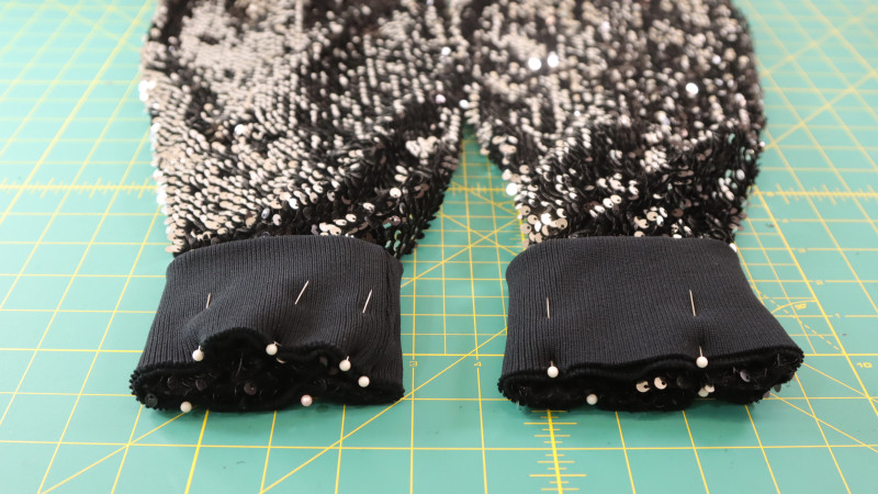 How To Sew The Sleeve Cuffs To The Bottom Edge of The Sleeves For The Jet Jogger Set in Sequins Fashion Fabric