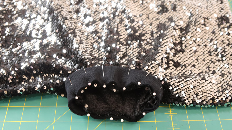 How To Sew The Neck Band Onto The Neckline of The Sweatshirt For The Jet Jogger Set in Sequins Fashion Fabric