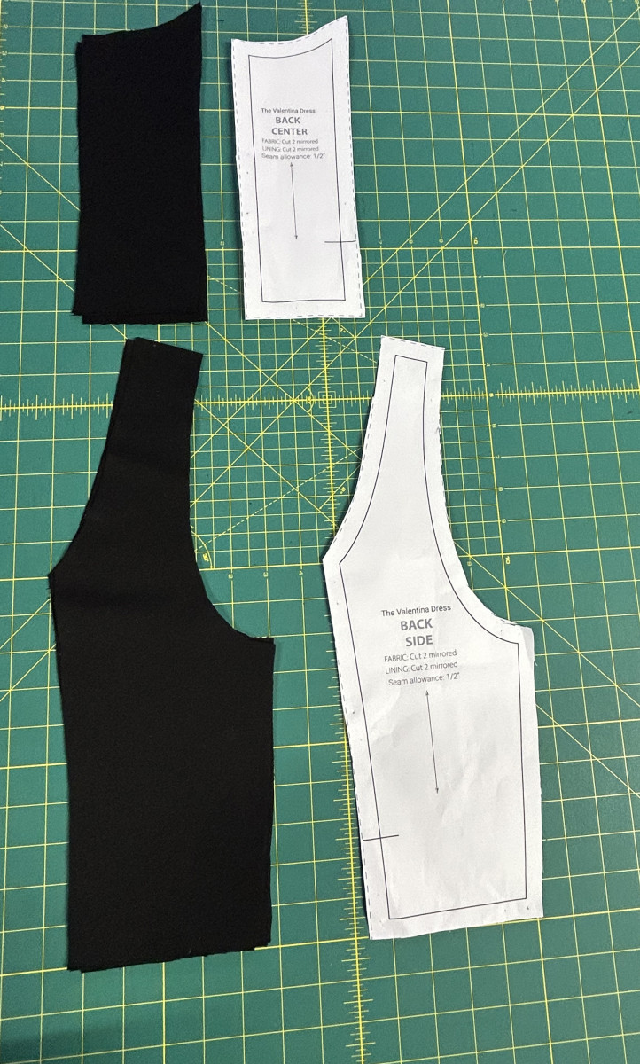 How To Pin And Sew Front Side Pieces And Matching the Pattern Notches using the Cotton Sateen Fashion Fabric for the Valentina V-Waist Dress Free Sewing Pattern by Mood Fabrics.