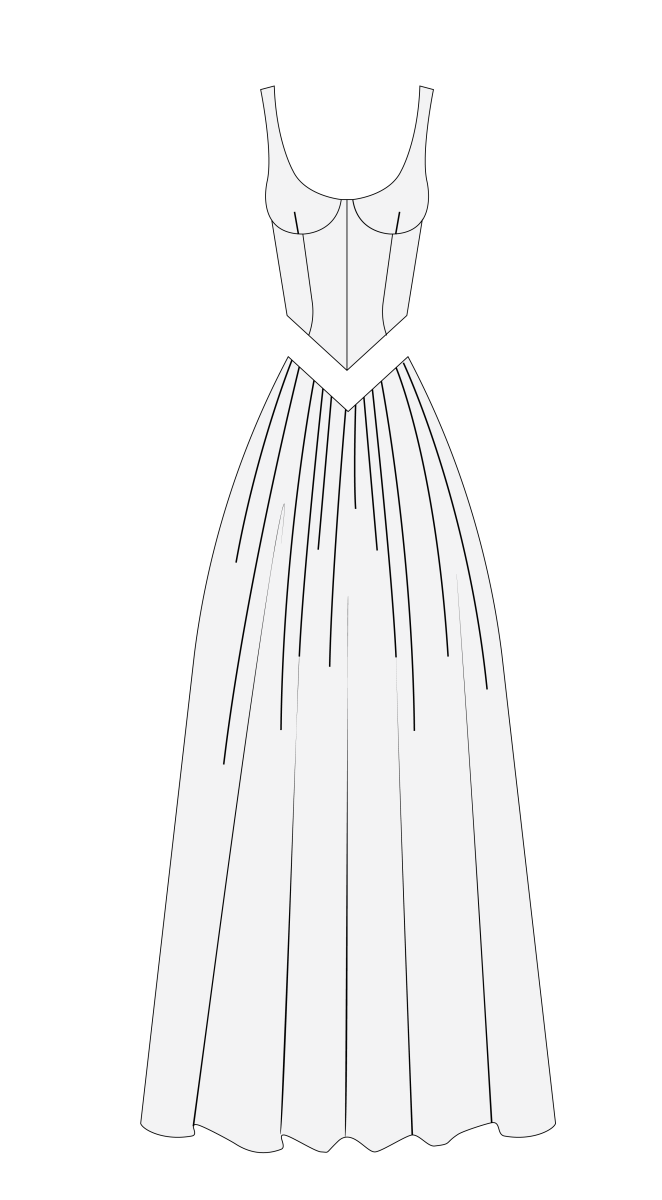 How To Align and Sew Front of the Bodice Skirt using the Cotton Sateen Lining Fashion Fabric for the Valentina V-Waist Dress Free Sewing Pattern by Mood Fabrics.