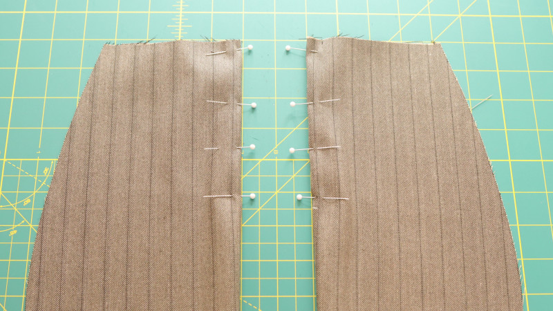 How To Sew The Darts On The Back Skirt Pieces For The Ava Mini Skirt in Striped Suiting Fashion Fabric