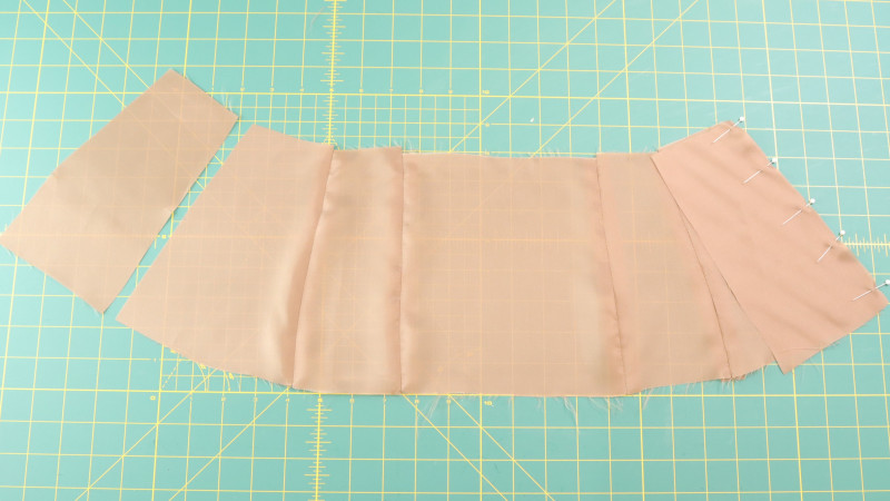 How To Sew The Lower Side Back Pieces To The Lower Side Pieces For The Ela Peplum Top in Bemberg Lining Fashion Fabric