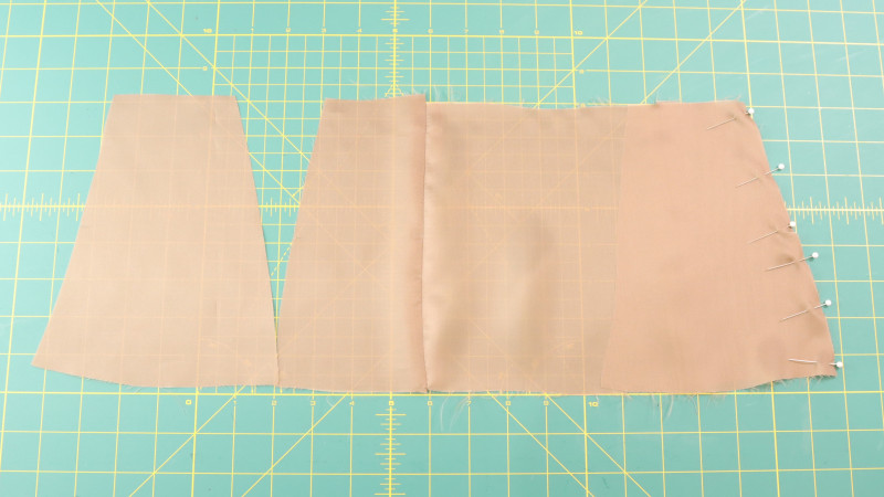 How To Sew The Lower Side Pieces To The Lower Front Side Pieces For The Ela Peplum Top in Bemberg Lining Fashion Fabric