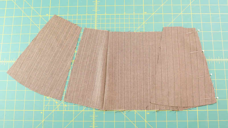 How To Sew The Lower Side Pieces To The Lower Front Side Pieces For The Ela Peplum Top in Striped Suiting Fashion Fabric