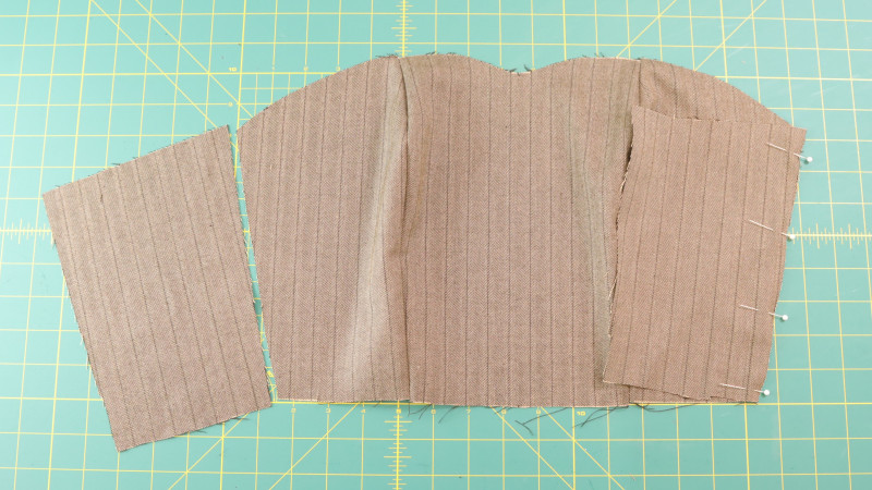 How To Sew The Side Back Pieces To The Side Front Pieces at The Side Seams For The Ela Peplum Top in Striped Suiting Fashion Fabric