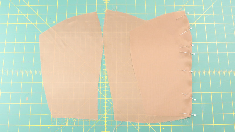 How To Sew The Side Front Pieces To Each Side of The Front Center Piece For The Ela Peplum Top in Bemberg Lining Fashion Fabric