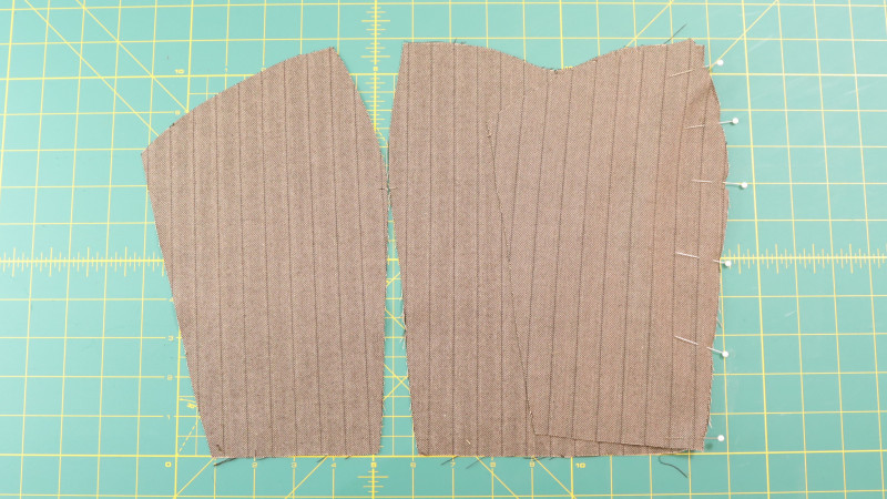 How To Sew The Side Front Pieces To Each Side of The Front Center Piece For The Ela Peplum Top in Striped Suiting Fashion Fabric