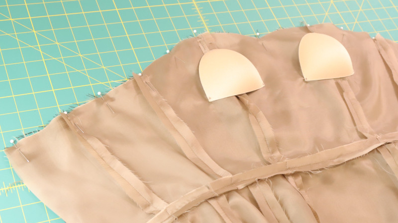 How To Sew The Main Fabric and The Lining Fabric Together Along The Top Edge For The Ela Peplum Top in Striped Suiting Fashion Fabric