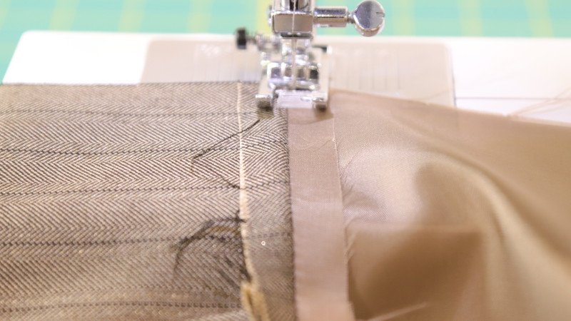 How To Under Stitch The Lining To The Seam Allowance For The Ava Mini Skirt in Striped Suiting Fashion Fabric