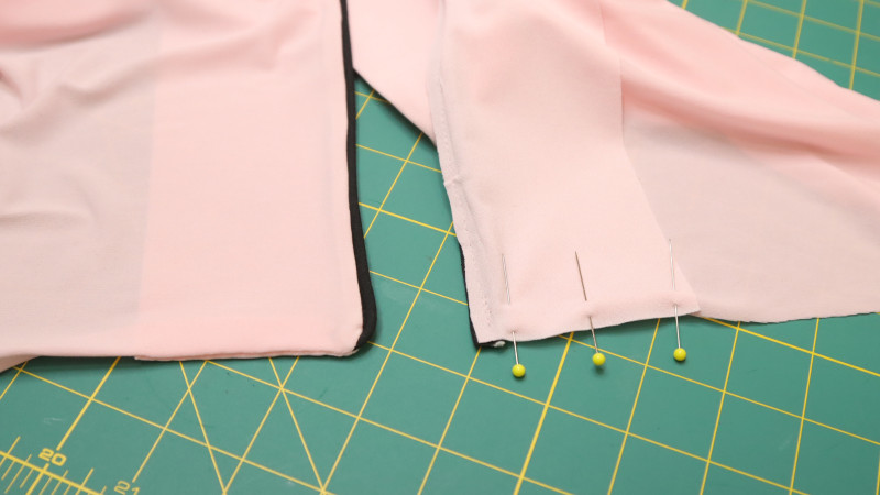 Fold the Front Facing back and sew the bottom corner.