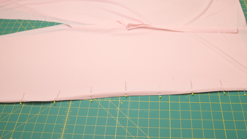 Sew the front and back of the pants together along the side seams.