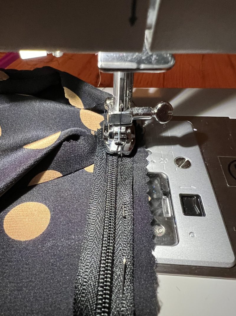 How to pin the invisible zipper to the side seam.