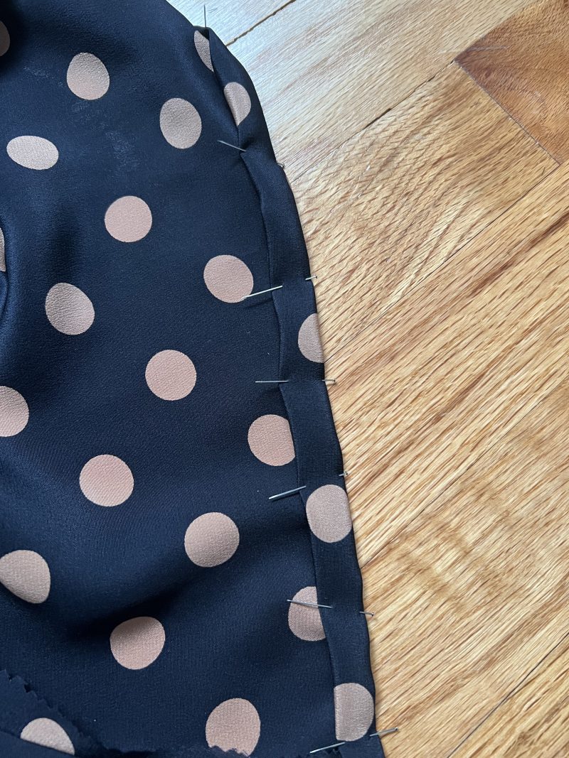 How to finish the hem of the dress with a double folded hem