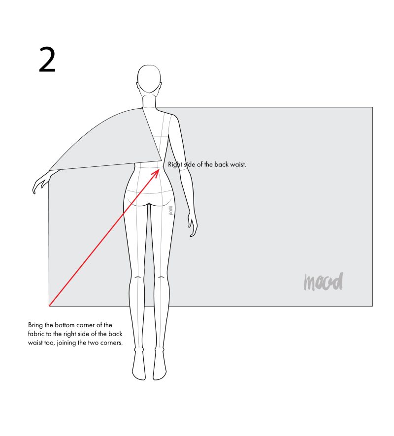 How to join the top and bottom corners at the back right waist